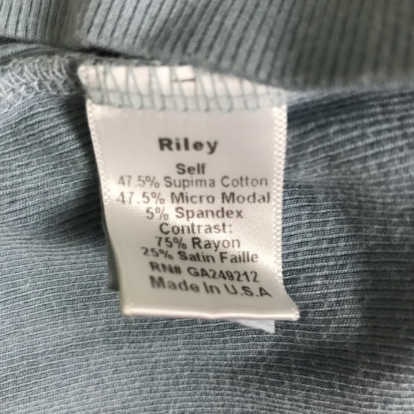 Pj Harlow Blue Satin Stripe Modal Supima Cotton V Neck Baseball Tee Womens Sz M - Picture 7 of 10